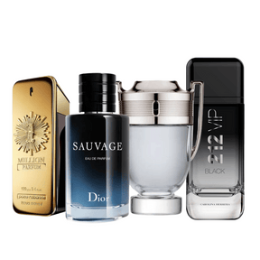 Coffret 4 Parfums - 212 Vip Black, Paco Rabanne ONE MILLION, Dior SAUVAGE et Paco Rabanne INVICTUS (ACHETEZ 1, OBTENEZ 4)